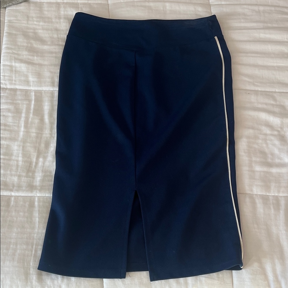 Navy Blue Women's Skirt with White Trim
